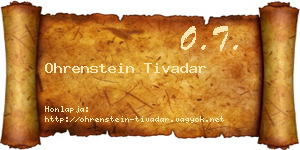 Ohrenstein Tivadar névjegykártya